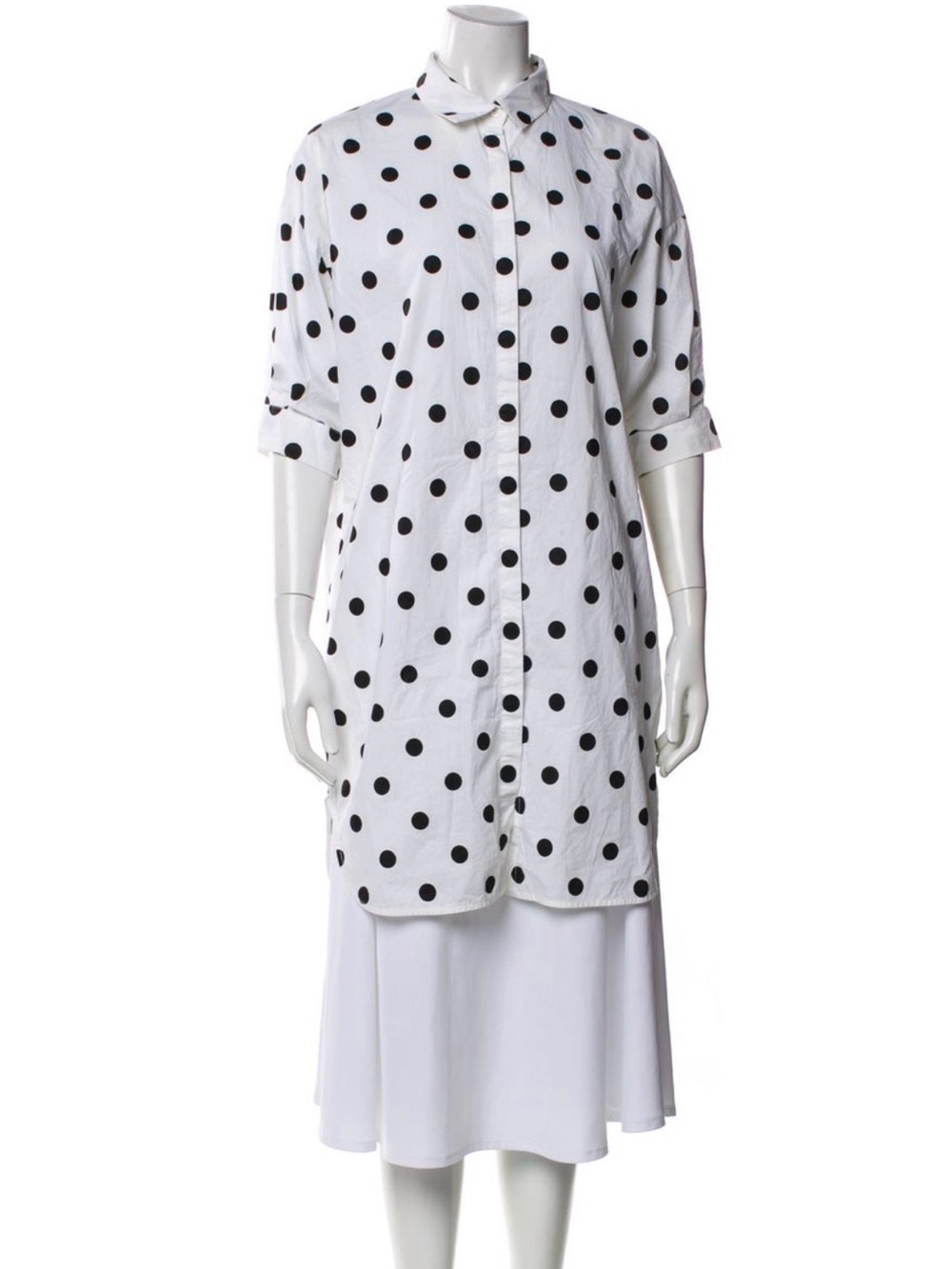 Acne Studios White Polka Dot Button-Front Shirt Dress